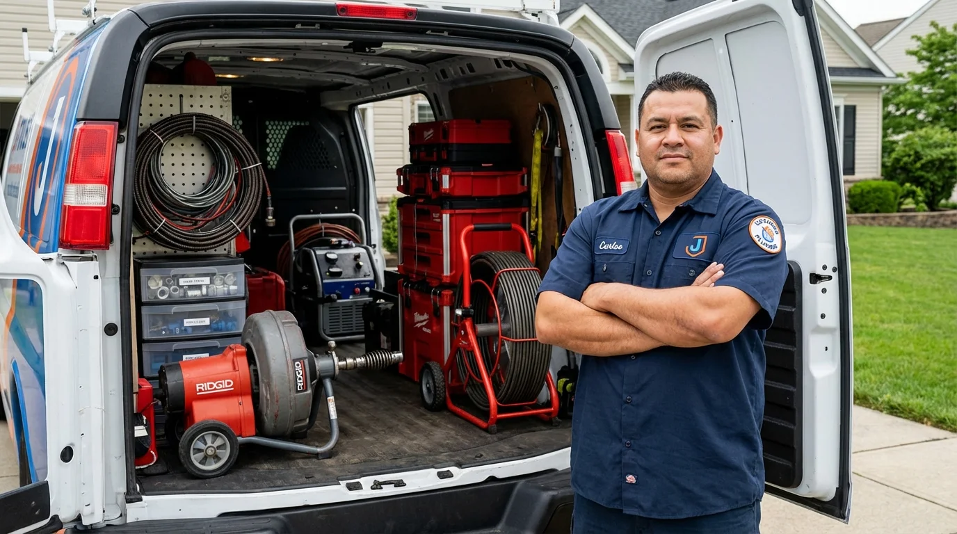 Professional drain cleaning equipment and Johns Plumbing LLC plumber in Mount Rainier